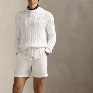 Polo Ralph Lauren White Cable Knit Crewneck Sweater